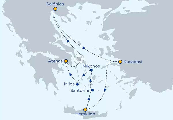 Mapa Crucero grecia 7 días Celestyal Idílico